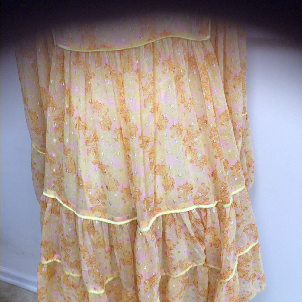 Free People Floral Yellow Tiered Dress - Picture 9 of 16